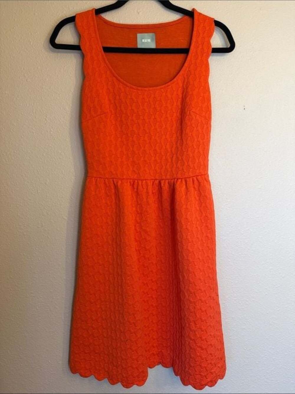 Maeve Anthropologie Orange Scalloped Hem Lace Back Fit & Flare Dress XS